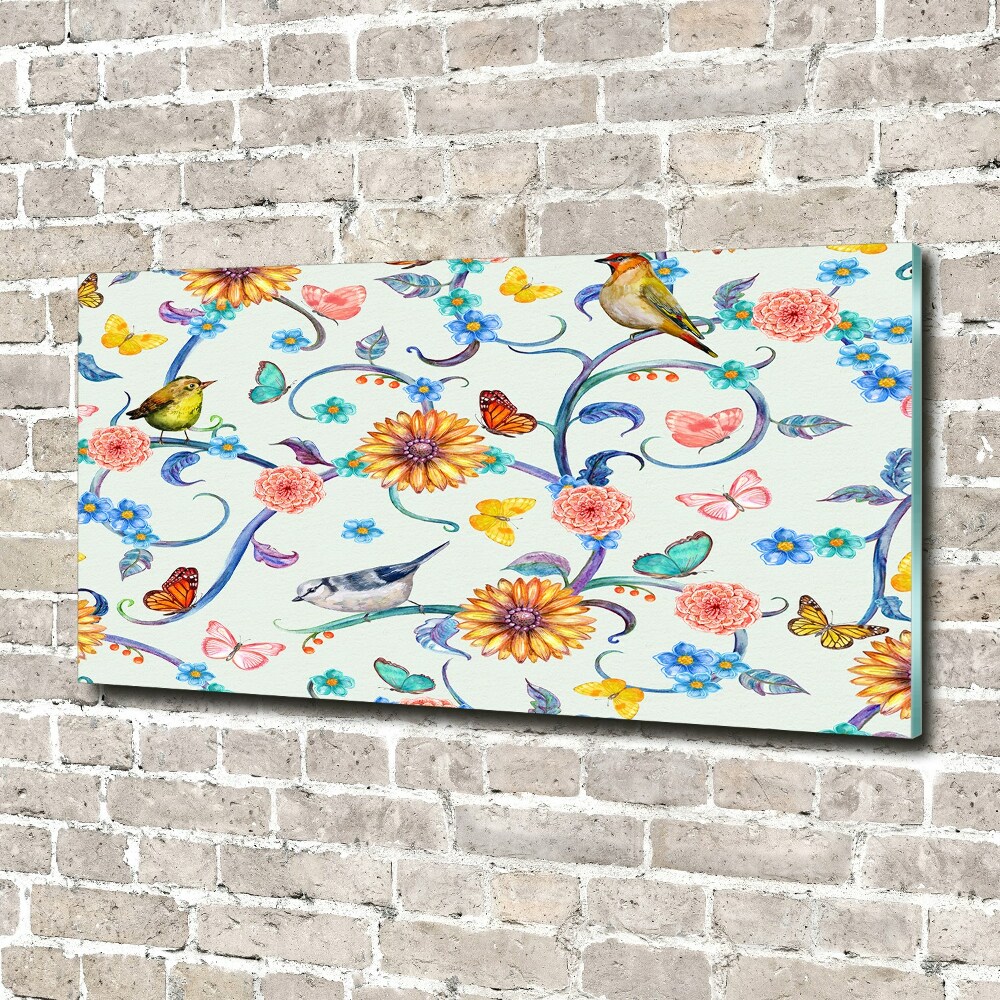 Acrylic wall art Flowers and birds