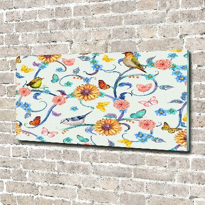 Acrylic wall art Flowers and birds