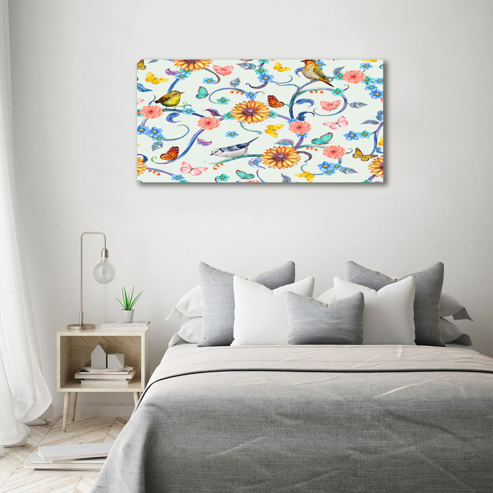 Acrylic wall art Flowers and birds