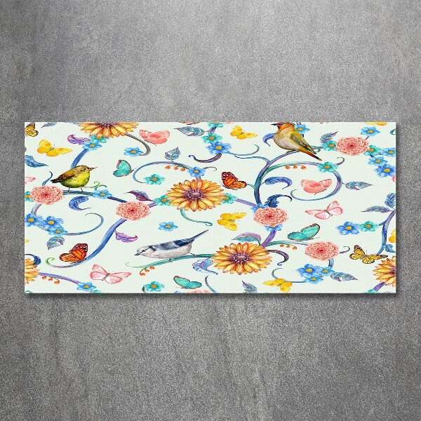 Acrylic wall art Flowers and birds