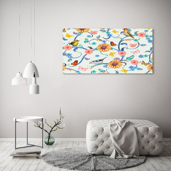 Acrylic wall art Flowers and birds