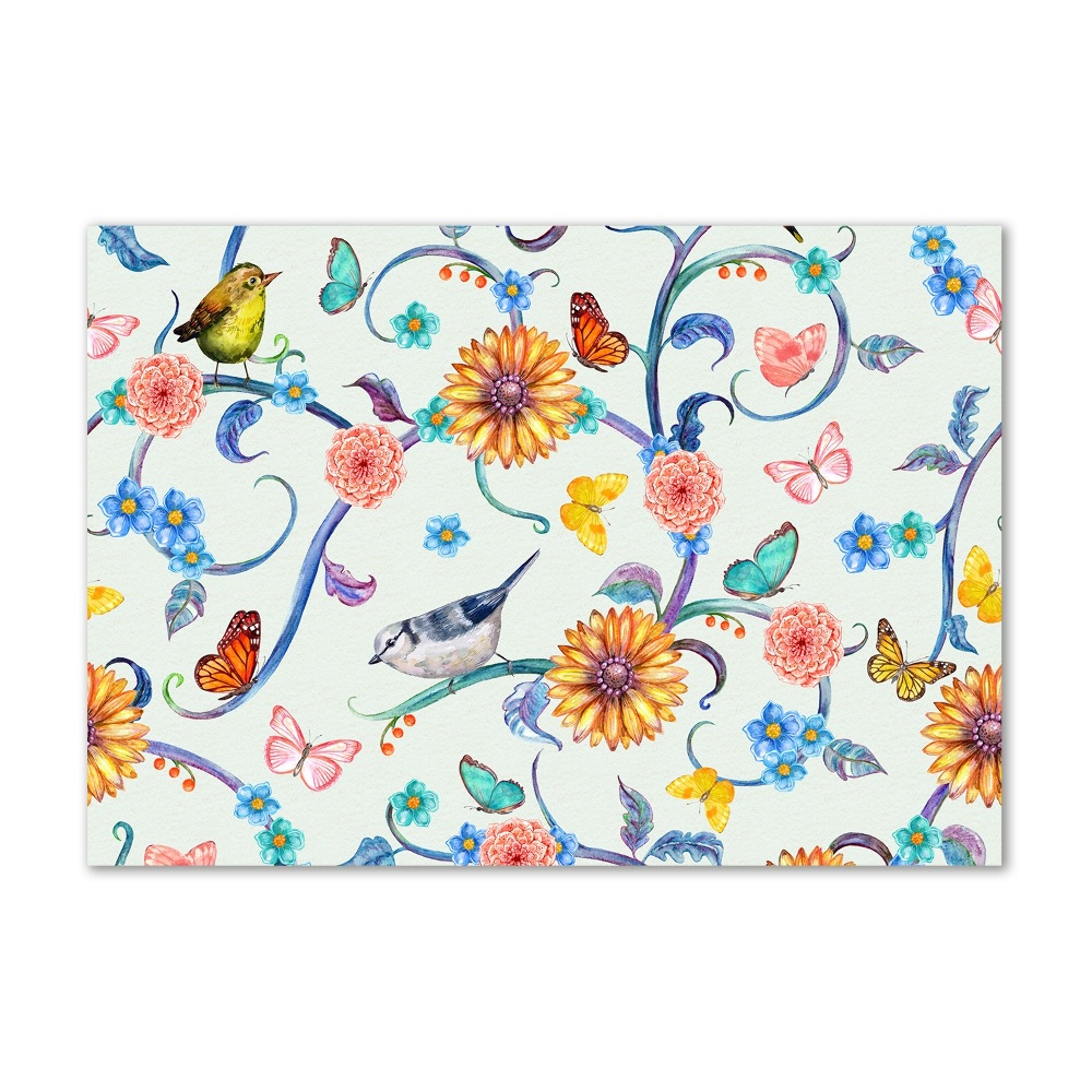 Acrylic wall art Flowers and birds