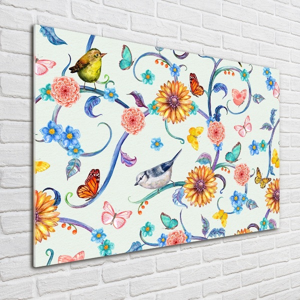 Acrylic wall art Flowers and birds