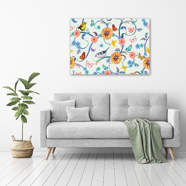 Acrylic wall art Flowers and birds