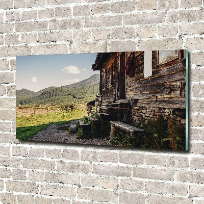 Acrylic wall art Wooden mountain house