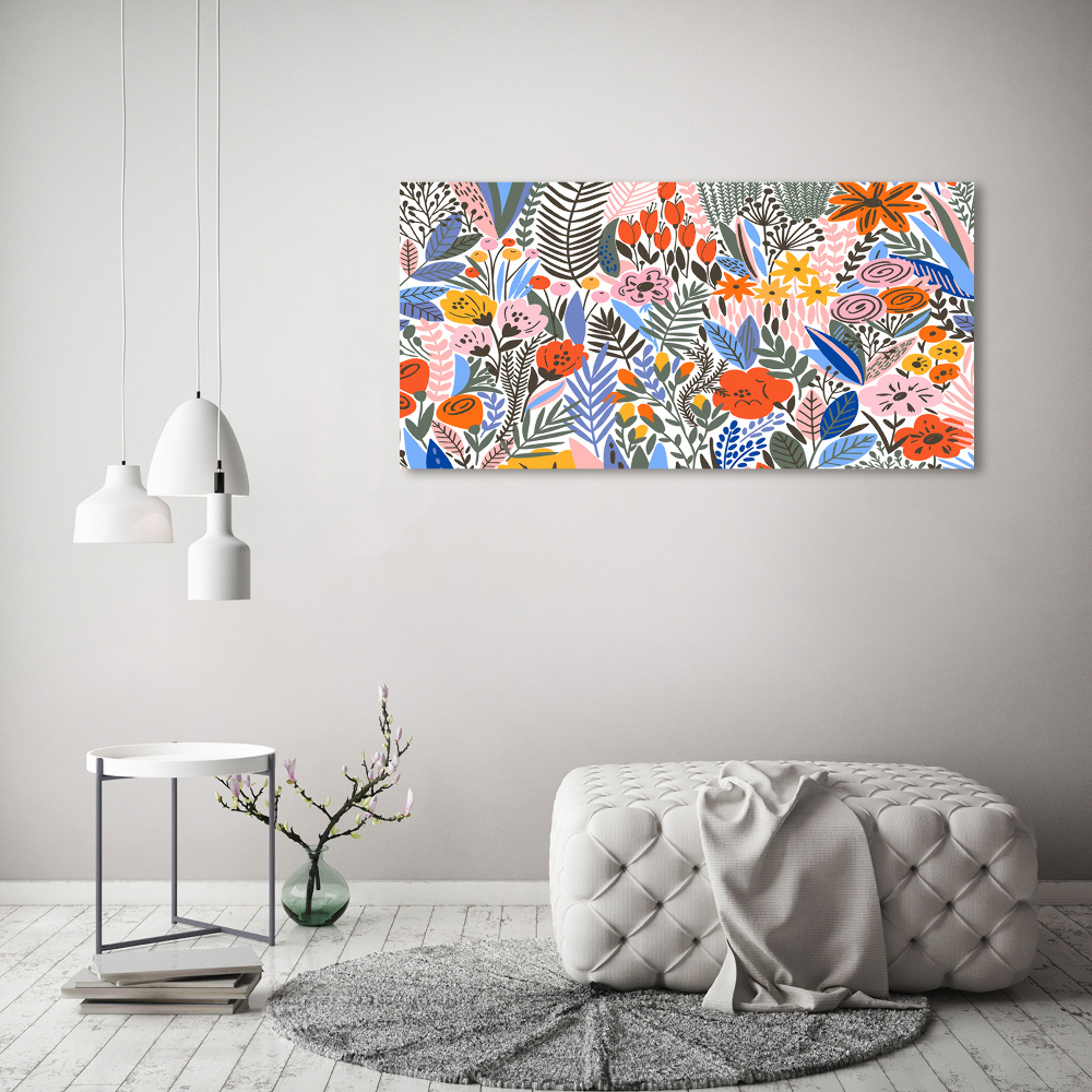 Glass acrylic wall art Floral pattern