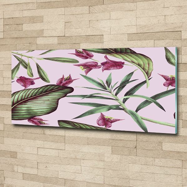 Glass acrylic wall art Tropical flowers