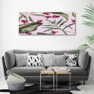 Glass acrylic wall art Tropical flowers