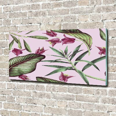 Glass acrylic wall art Tropical flowers