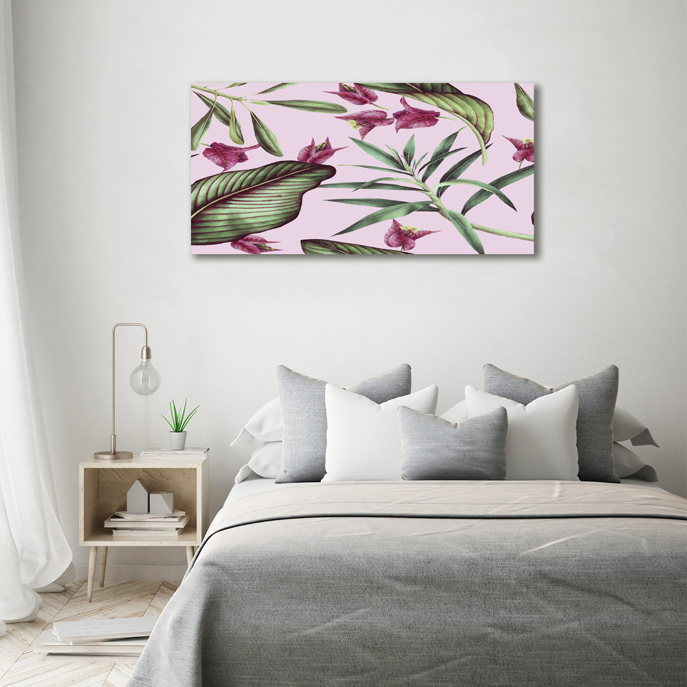 Glass acrylic wall art Tropical flowers