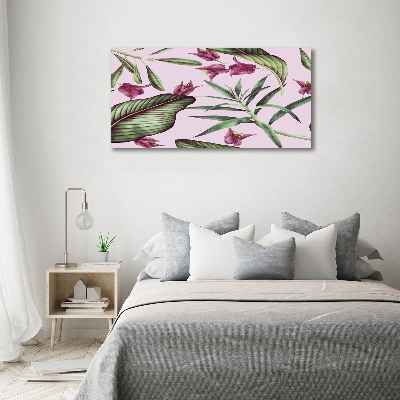 Glass acrylic wall art Tropical flowers