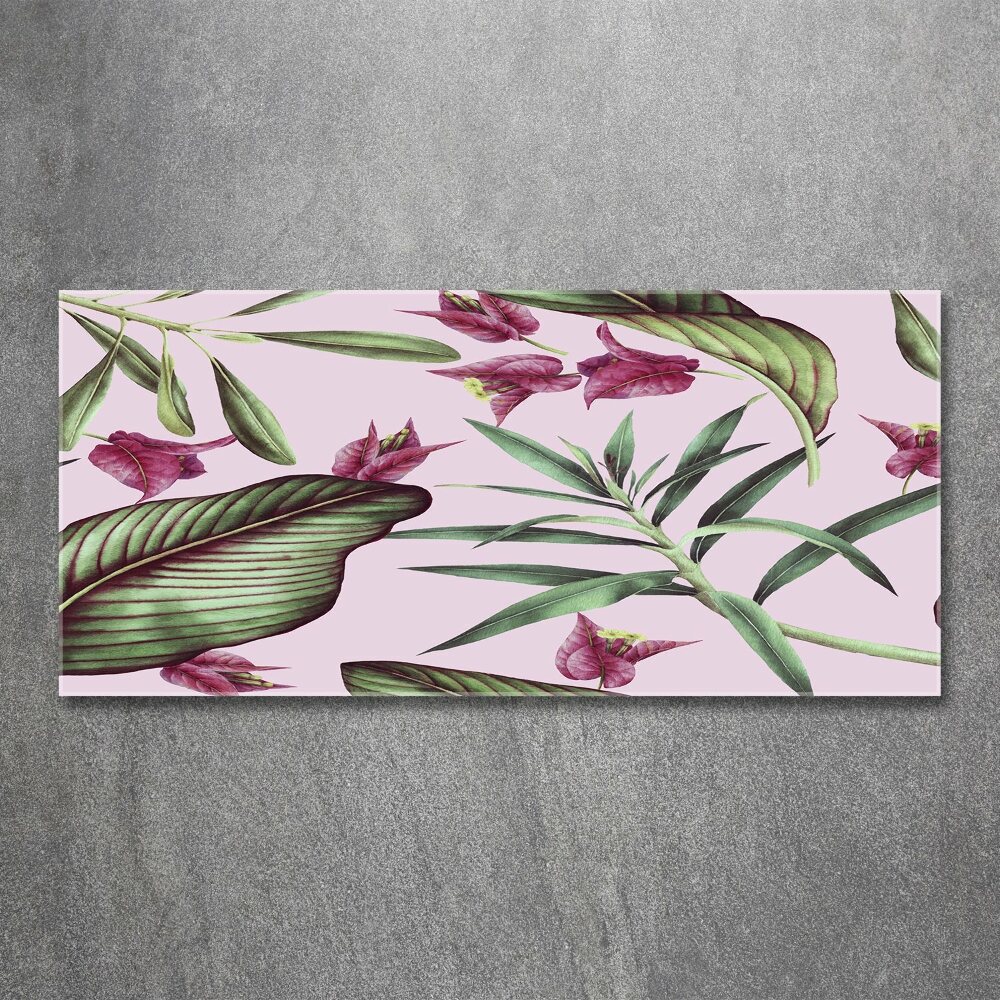 Glass acrylic wall art Tropical flowers