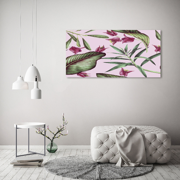 Glass acrylic wall art Tropical flowers