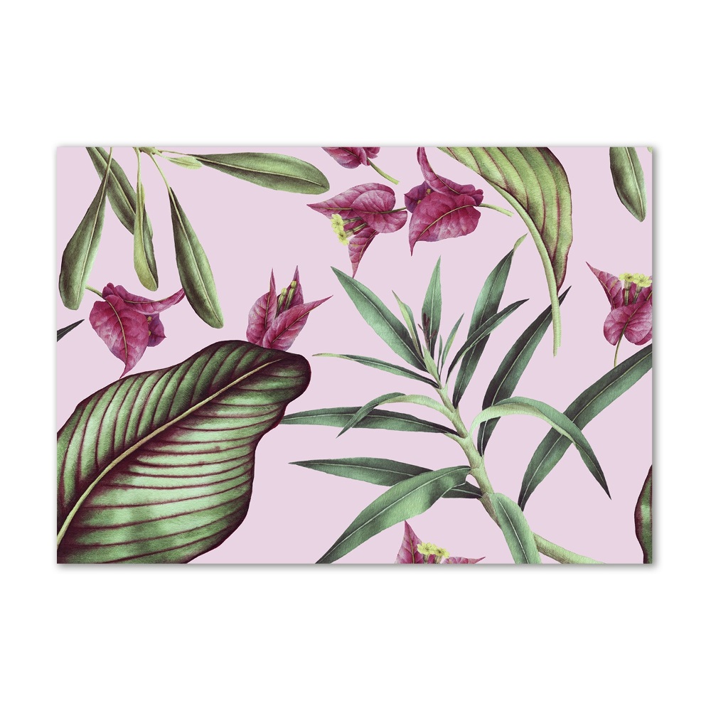 Glass acrylic wall art Tropical flowers