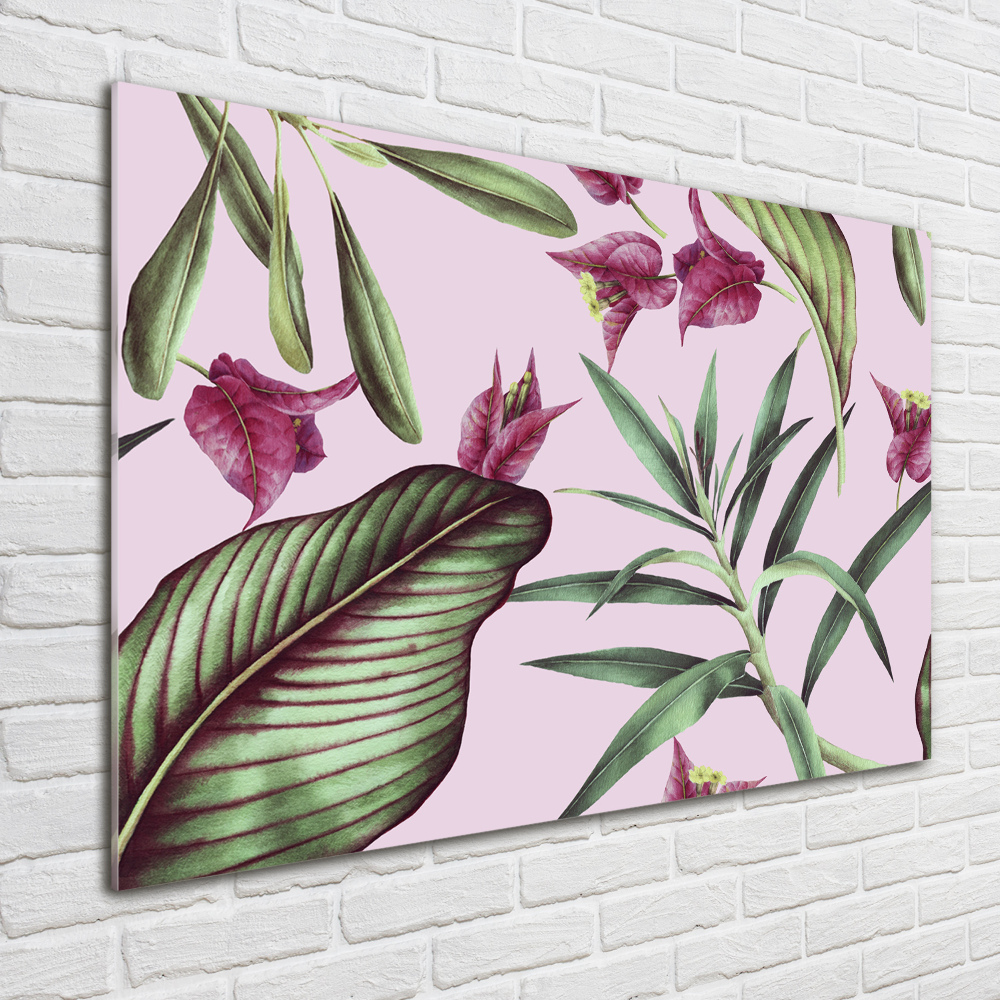 Glass acrylic wall art Tropical flowers