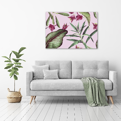 Glass acrylic wall art Tropical flowers