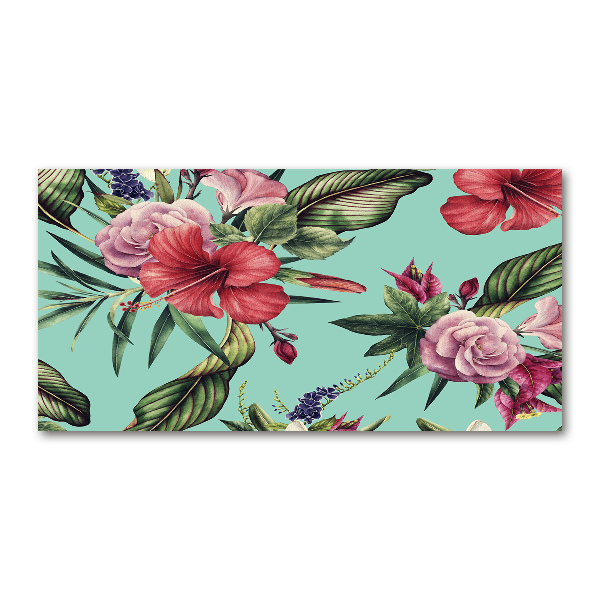 Glass acrylic wall art Tropical flowers