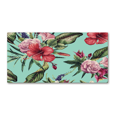 Glass acrylic wall art Tropical flowers