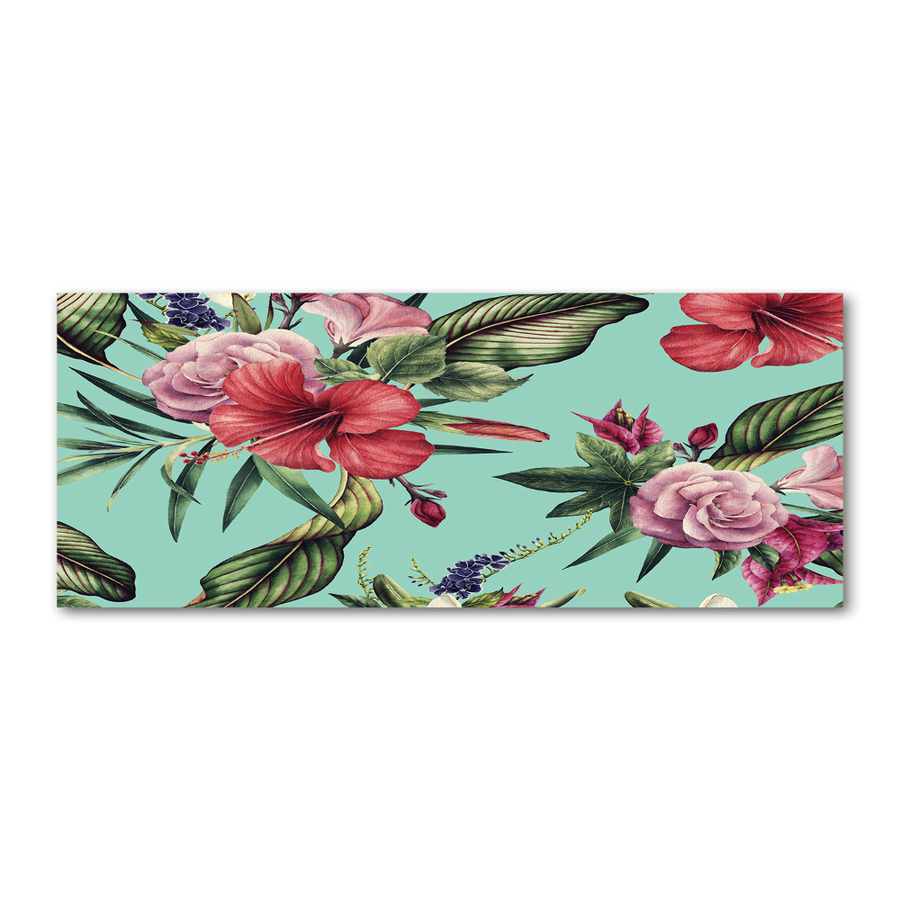 Glass acrylic wall art Tropical flowers