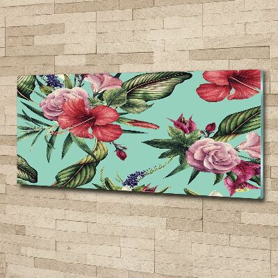 Glass acrylic wall art Tropical flowers