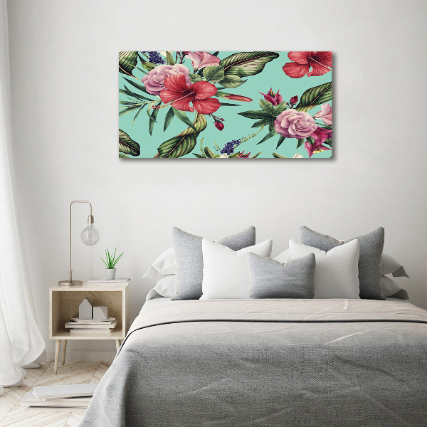 Glass acrylic wall art Tropical flowers