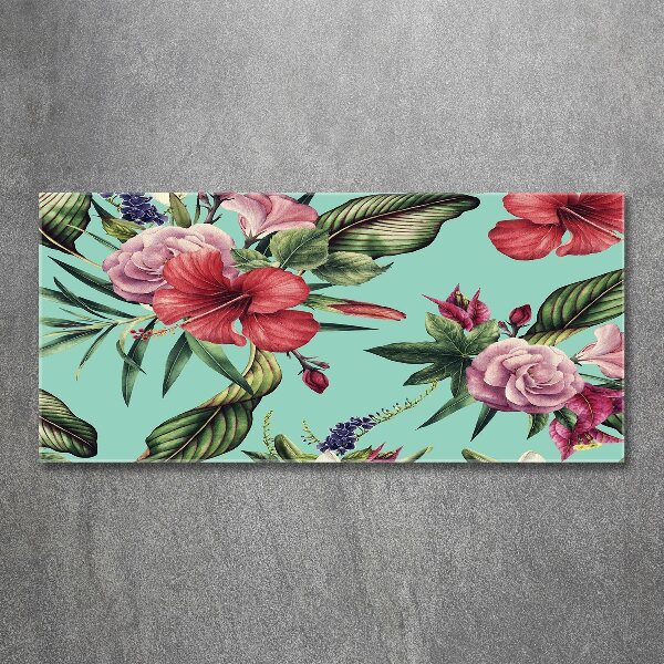 Glass acrylic wall art Tropical flowers