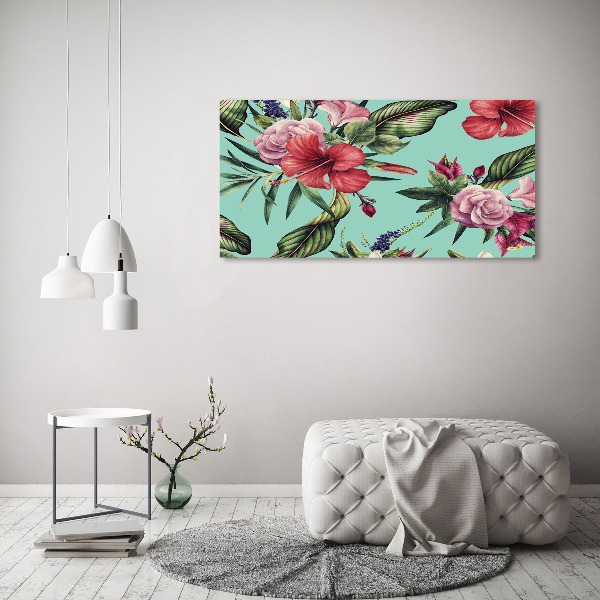 Glass acrylic wall art Tropical flowers