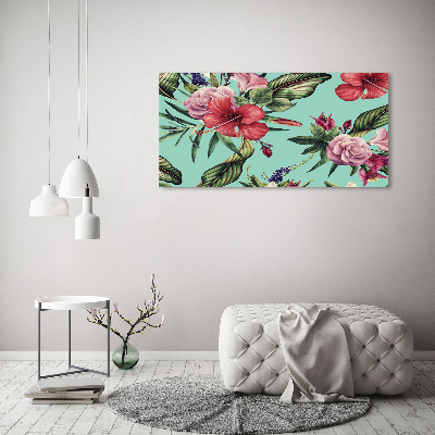 Glass acrylic wall art Tropical flowers