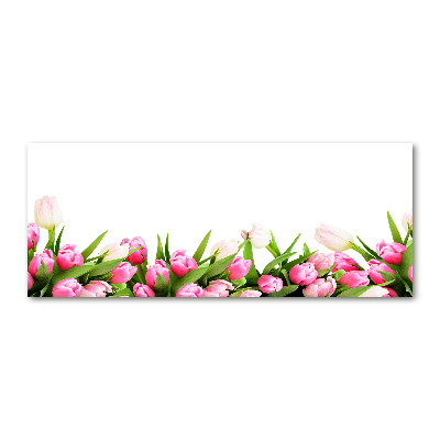 Glass acrylic wall art Pink tulips