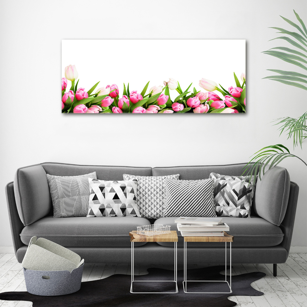 Glass acrylic wall art Pink tulips