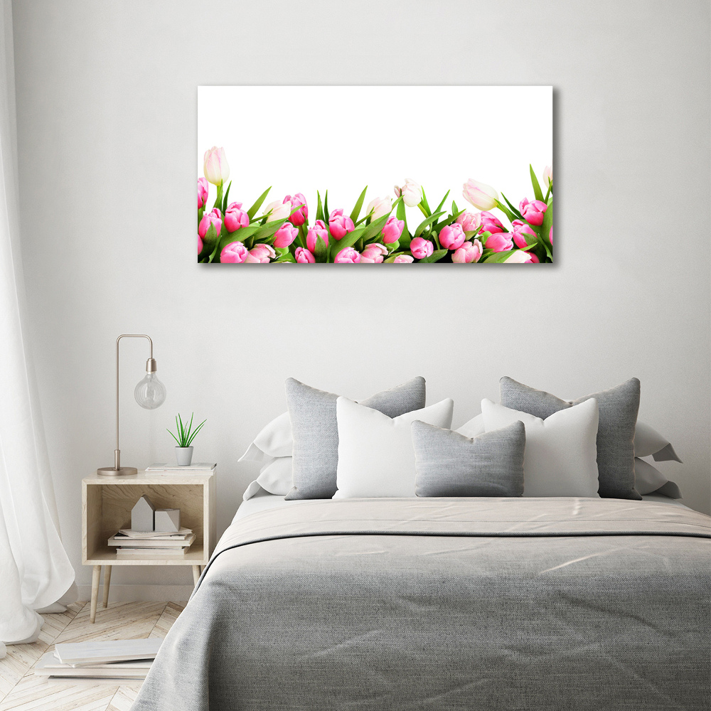 Glass acrylic wall art Pink tulips