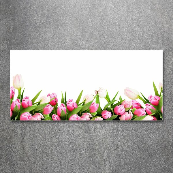 Glass acrylic wall art Pink tulips