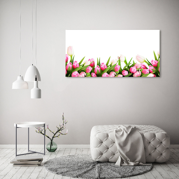 Glass acrylic wall art Pink tulips