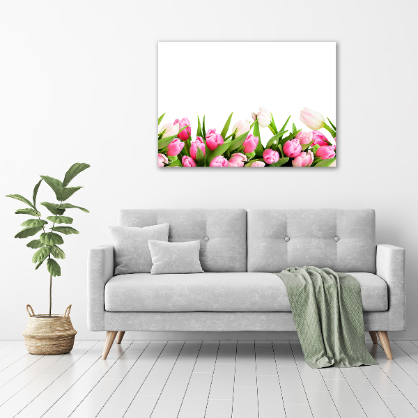 Glass acrylic wall art Pink tulips