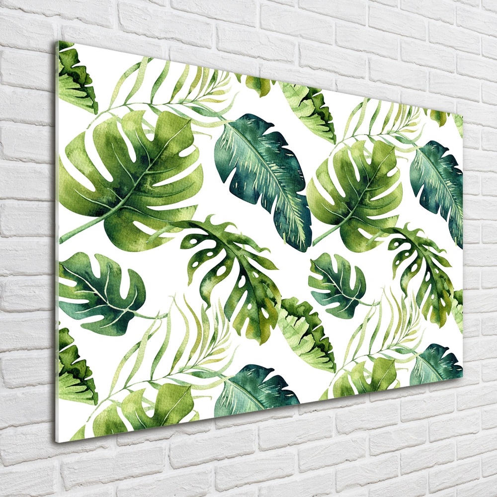 Glass acrylic wall art Tropical leaves