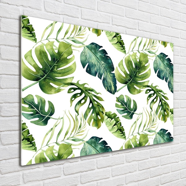 Glass acrylic wall art Tropical leaves