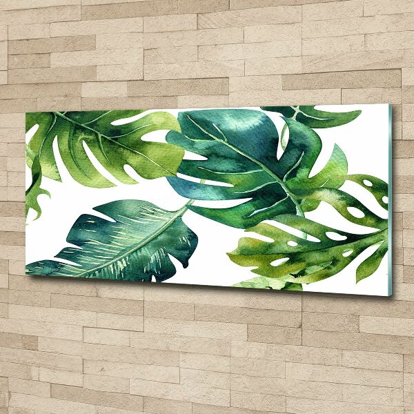 Glass acrylic wall art Tropical leaves