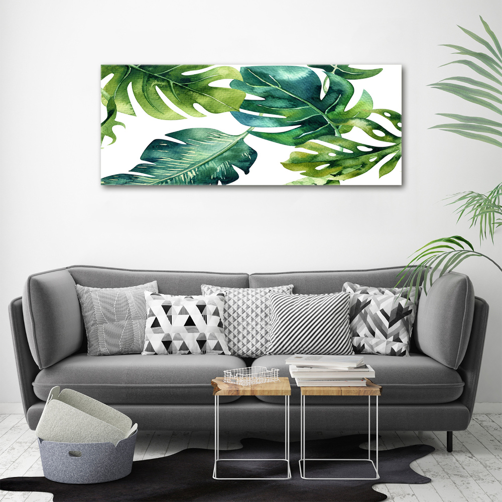 Glass acrylic wall art Tropical leaves