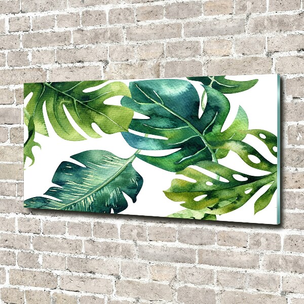 Glass acrylic wall art Tropical leaves