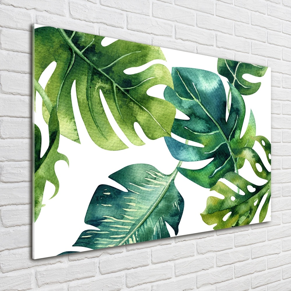 Glass acrylic wall art Tropical leaves