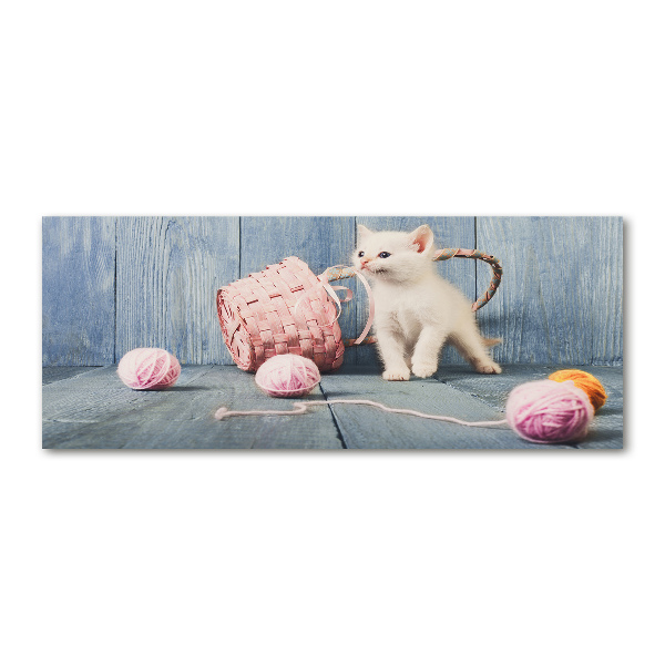 Print on acrylic White cat and skeins