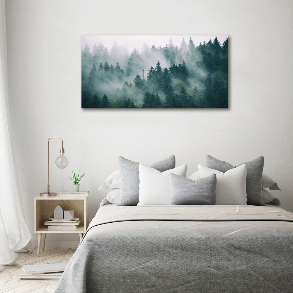 Wall art acrylic Fog over the forest