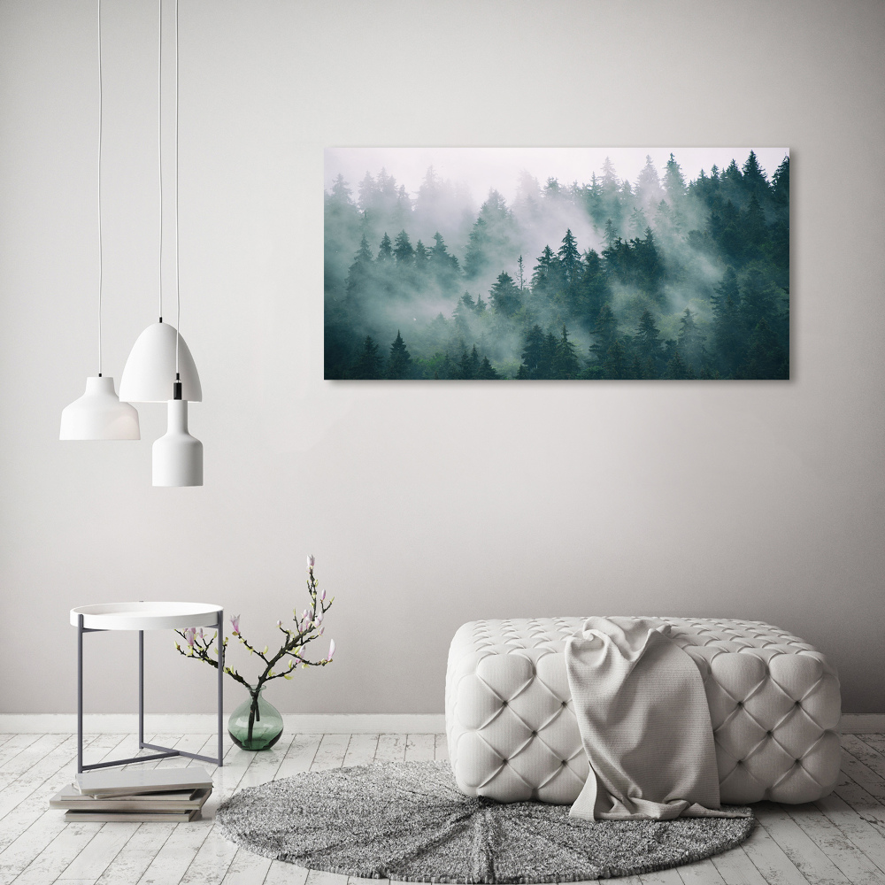 Wall art acrylic Fog over the forest