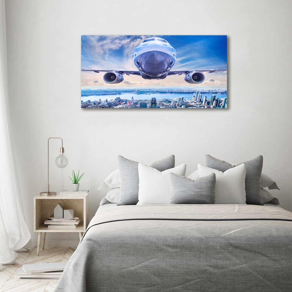 Acrylic wall art Aircraft over the city