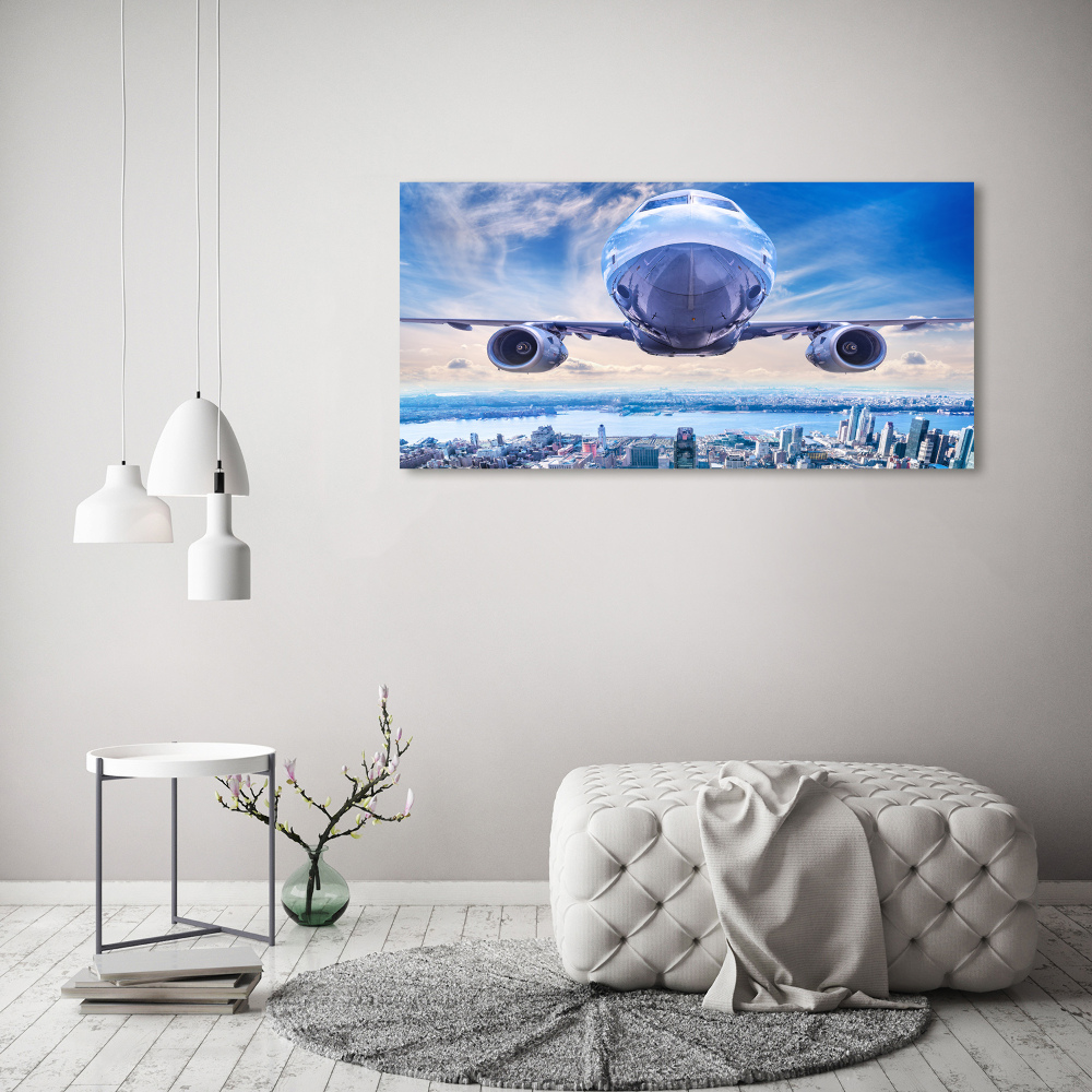 Acrylic wall art Aircraft over the city