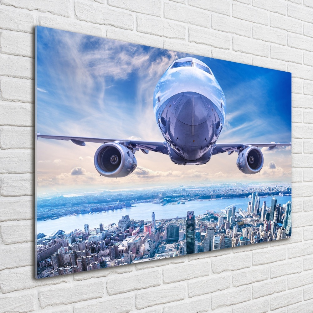 Acrylic wall art Aircraft over the city