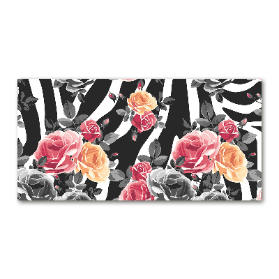 Acrylic wall picture Roses in the background zebra