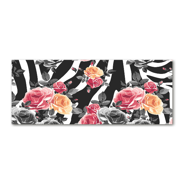 Acrylic wall picture Roses in the background zebra