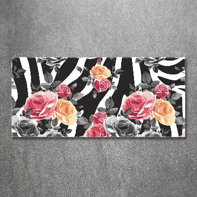 Acrylic wall picture Roses in the background zebra