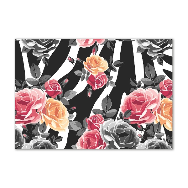 Acrylic wall picture Roses in the background zebra